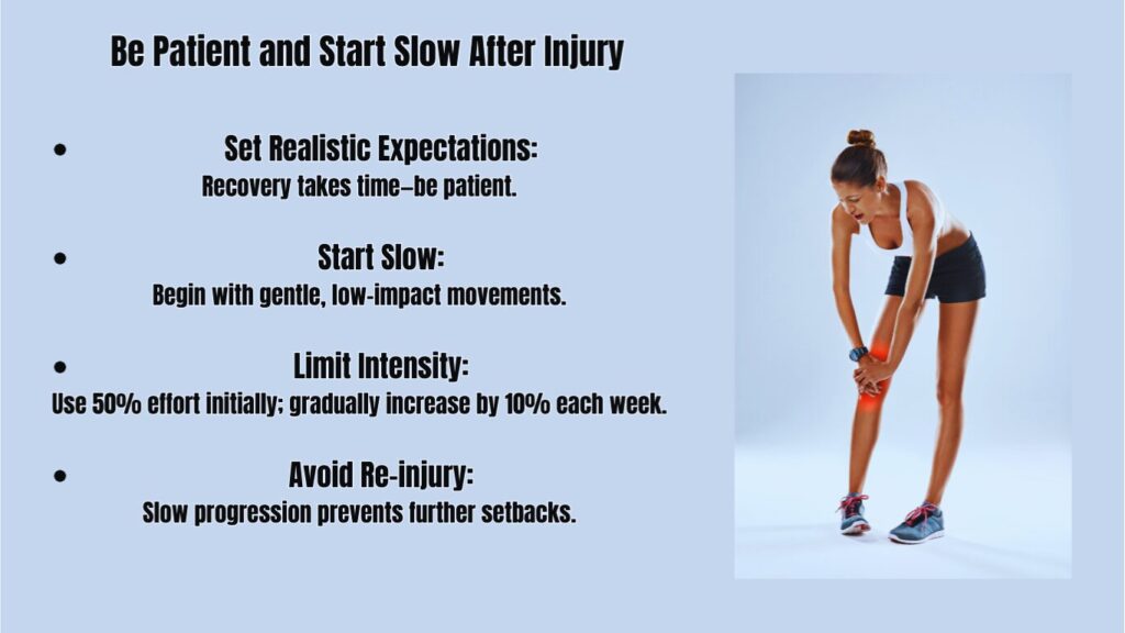 Step 2: Be Patient and Start Slow After Injury Bullet Points Photo