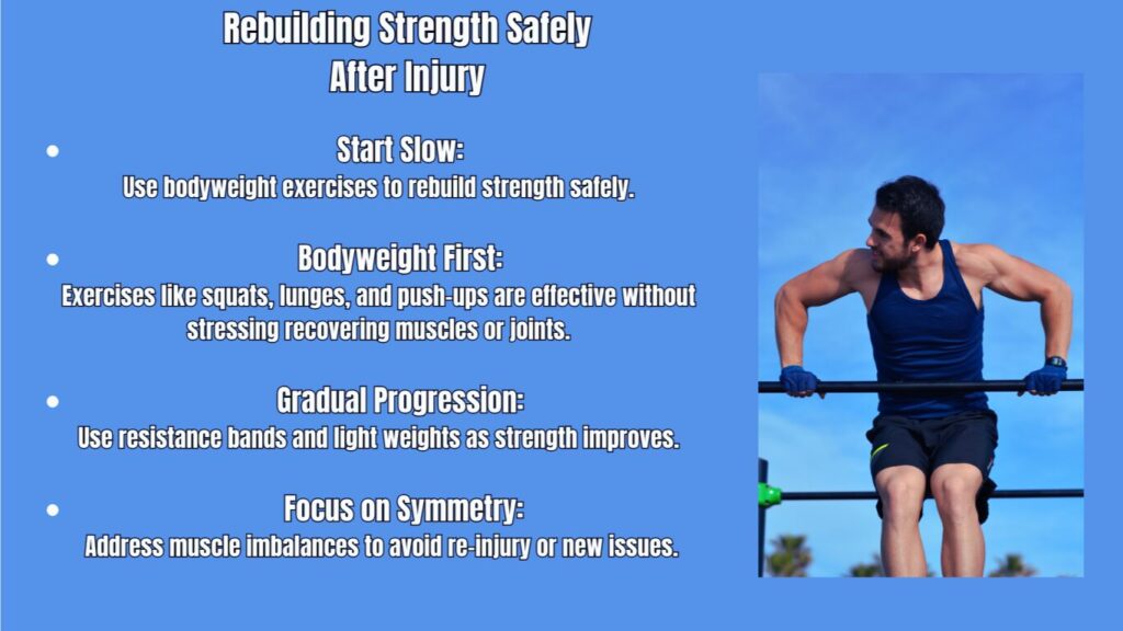 Step 4: Rebuilding Strength Safely After Injury Bullet Points Photo