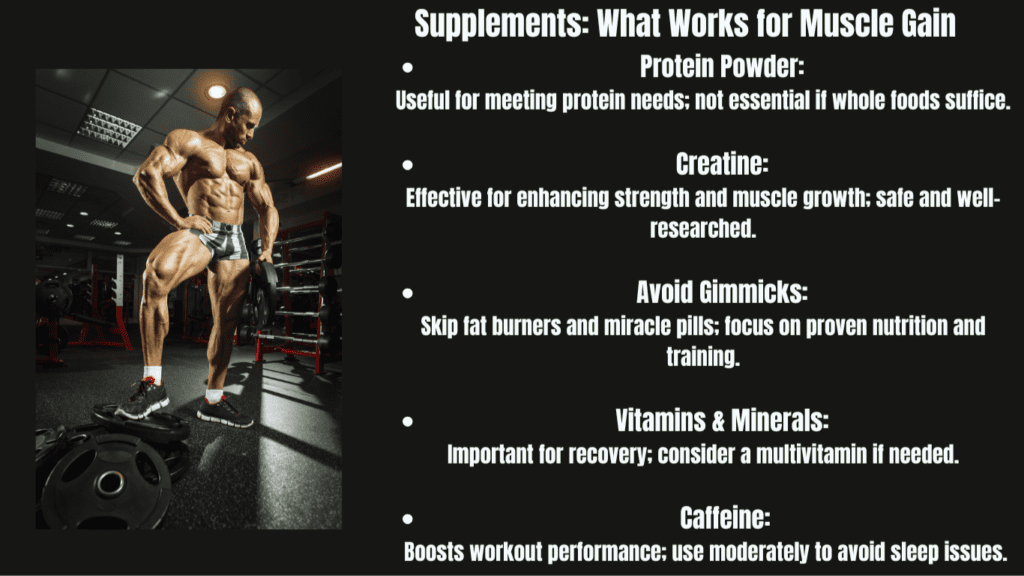 Supplements: What Works for Muscle Gain Bullet Points Photo