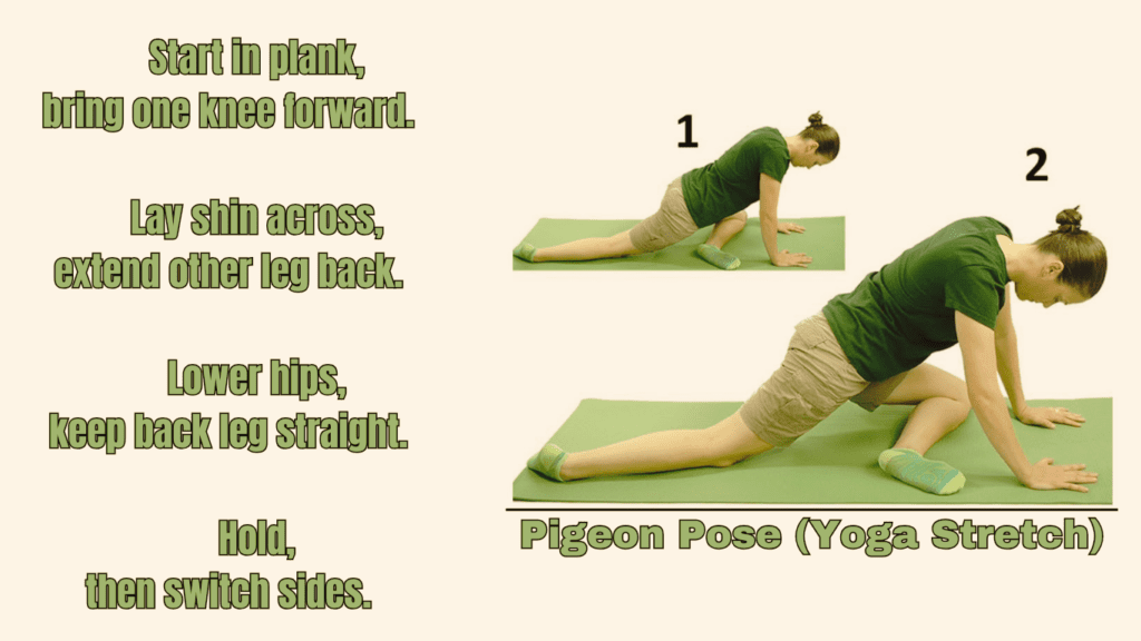 Pigeon Pose (Yoga Stretch) Explanation Of Performance Photo