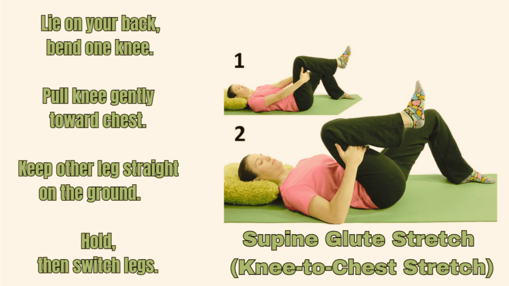 Supine Glute Stretch 
(Knee-to-Chest Stretch) Performance explanation photo