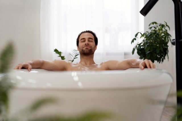 Benefits of Ice Baths for Weight Loss: A Man Enjoying Ice Bath