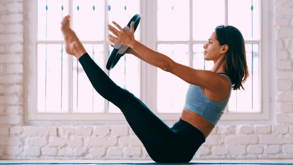 A Woman Practising Pilates