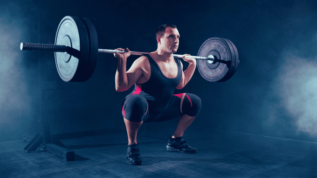 how to improve ankle mobility for squats: A Man Doing A Barbell Squat