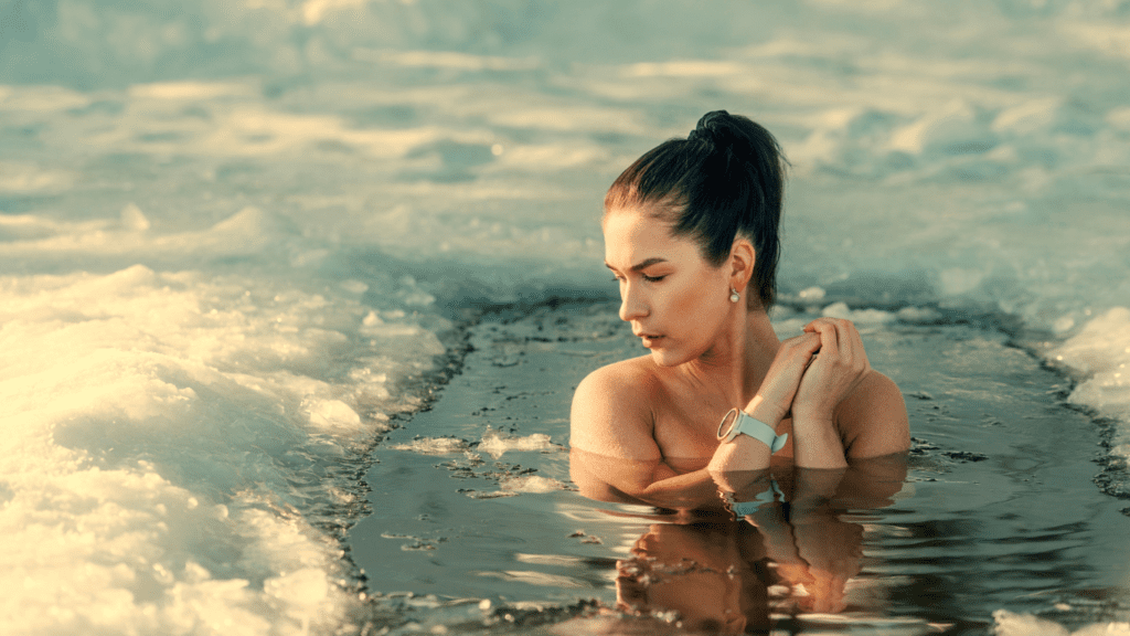 A Woman In A Freezing Water 