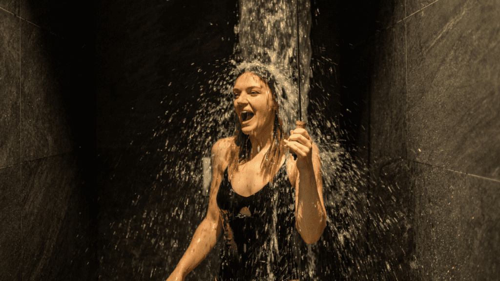 A Woman Taking Cold Shower 