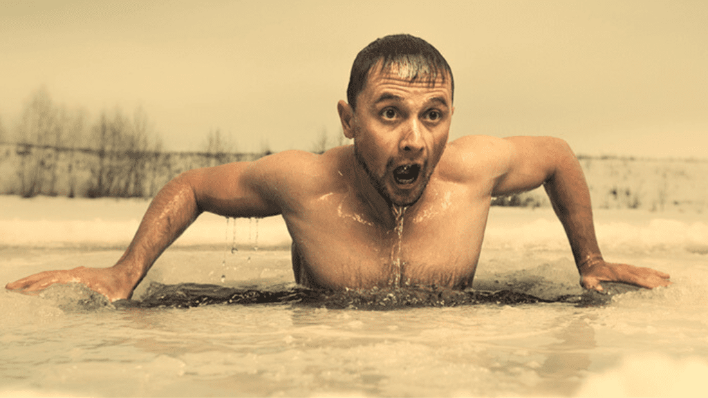 Man Feeling Bad From Freezing Water 