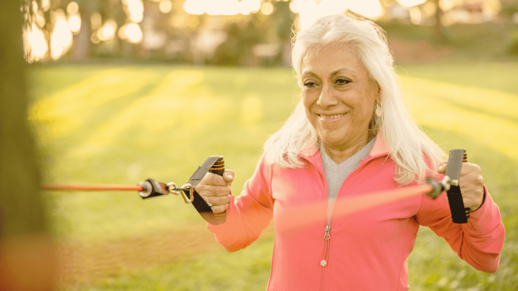 Functional Strength Training for Seniors-elder woman doing resistance training