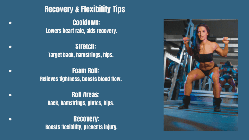 Recovery & Flexibility Tips Photo with  Bullet Points