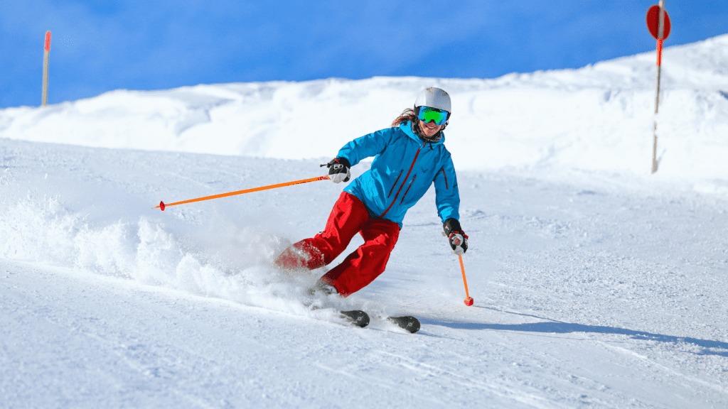 A Woman On A Skiing Fitness Vacation 