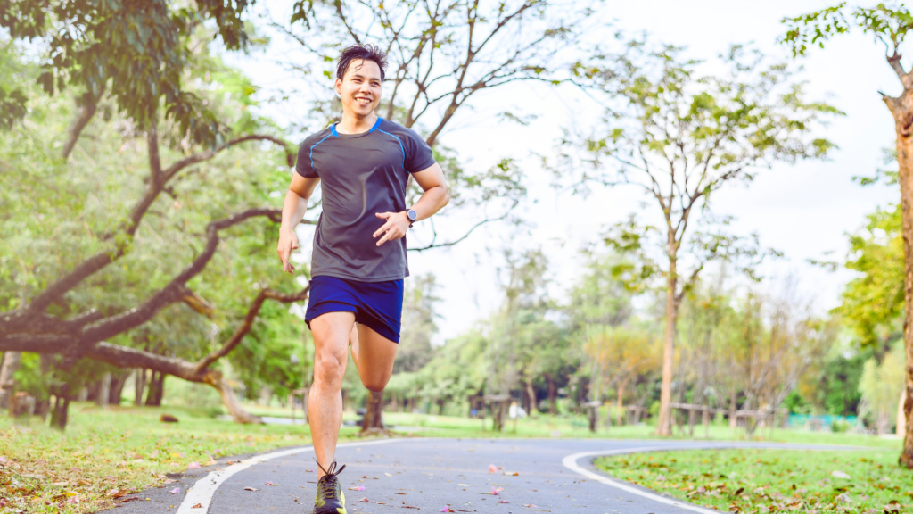 A Young Man Jogging In Nature