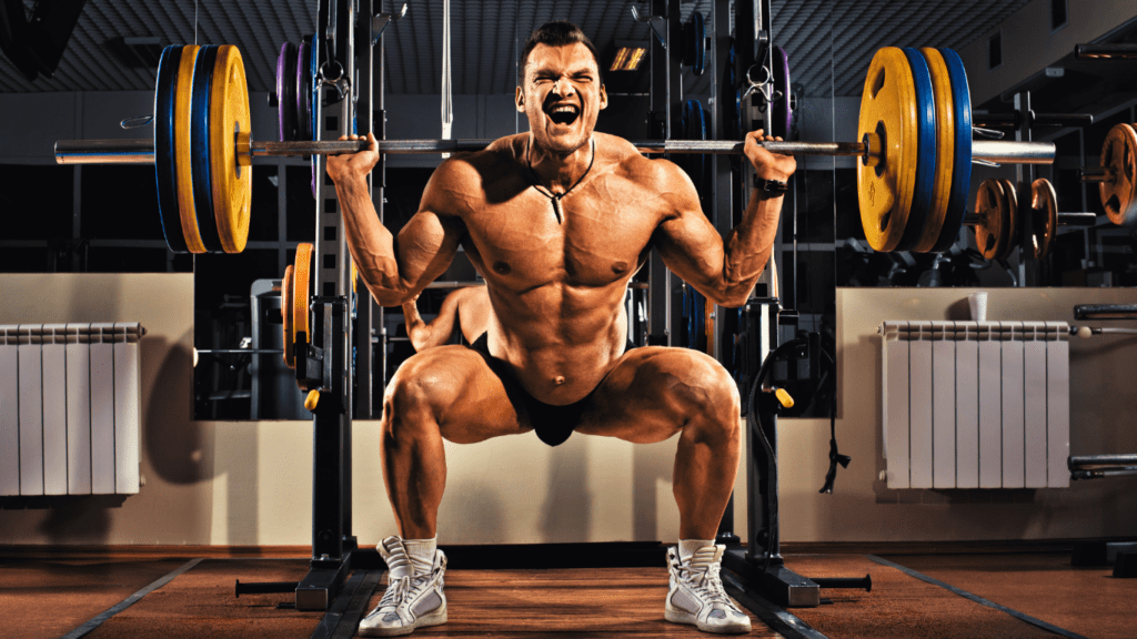 A Bodybuilder Doing Strength Training