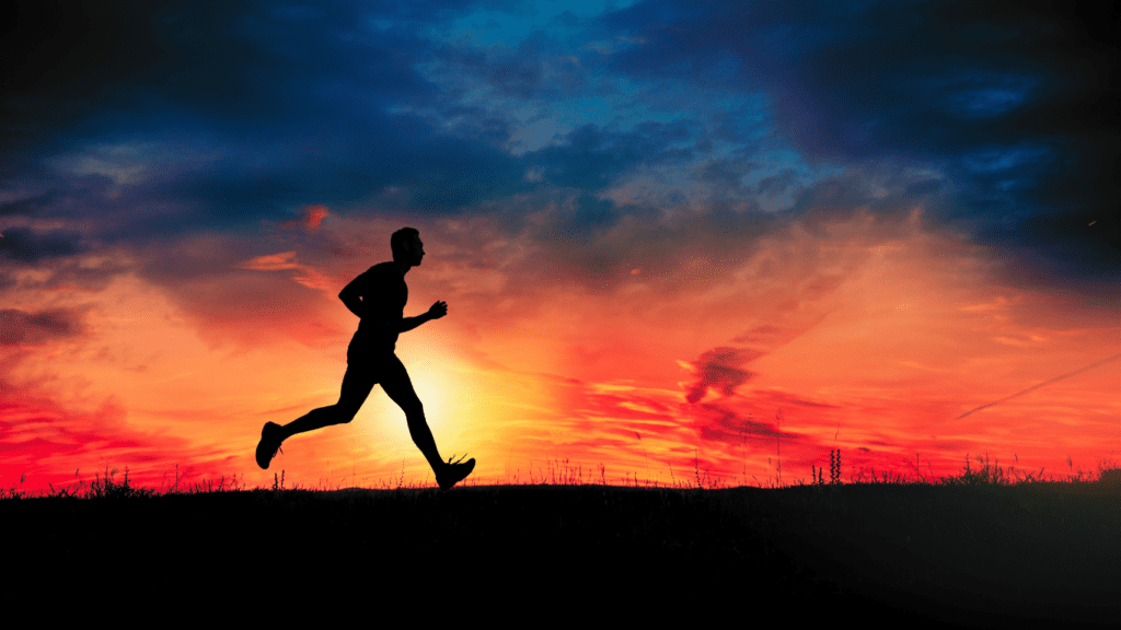 Sunset Run -a man running at sunset