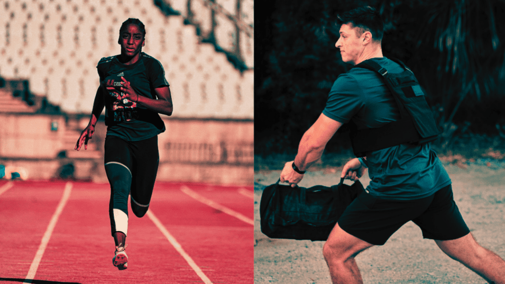 Benefits of Rucking vs Running: 2 in 1 Photos of A Man Running And A Man Rucking 