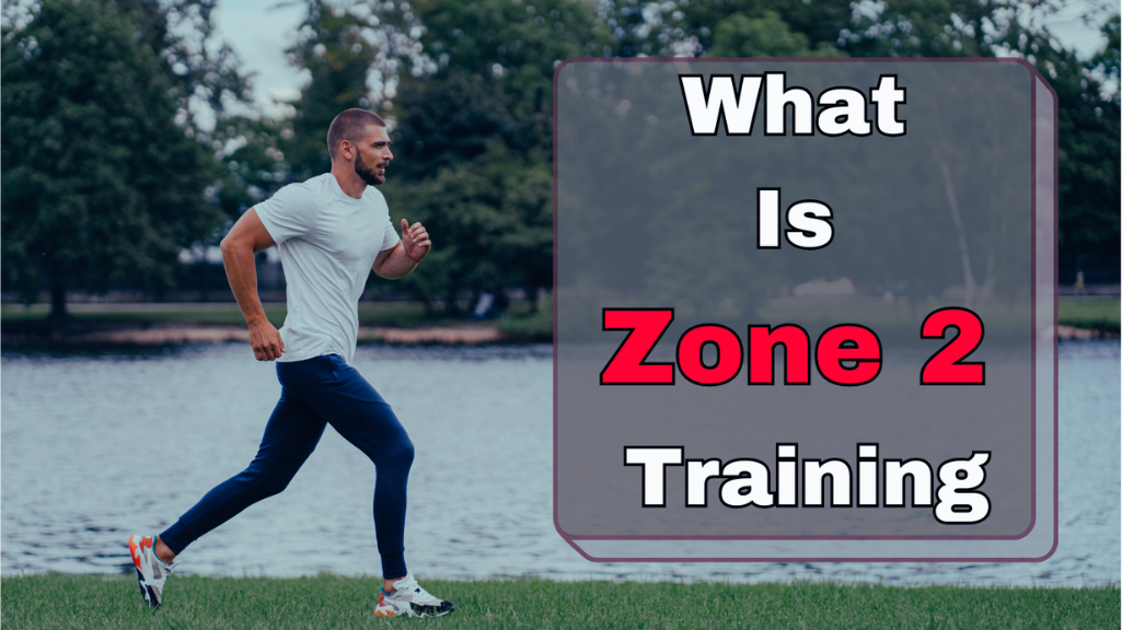 A Man Running In The Park and a sign: What Is Zone 2 Training