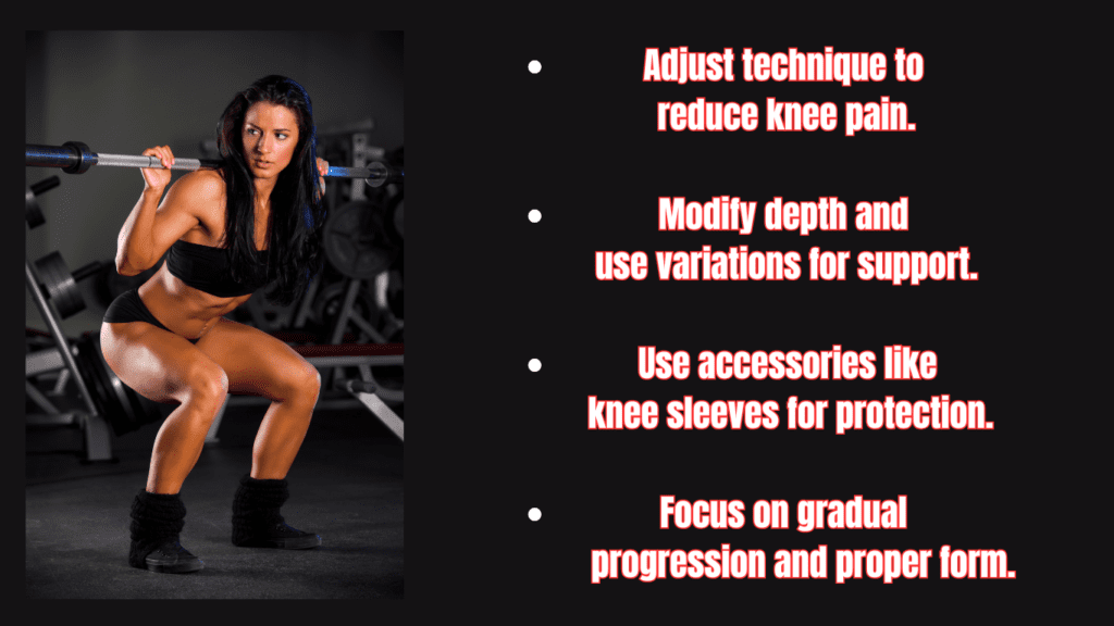 A Woman Doing Squats And Key Points For Preventing Pain In The Knees